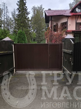 Ворота из профнастила с калиткой