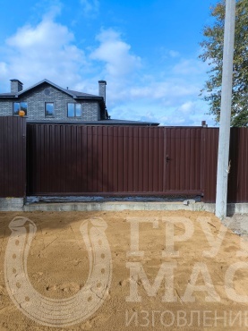 Ворота из профнастила с калиткой и автоматикой